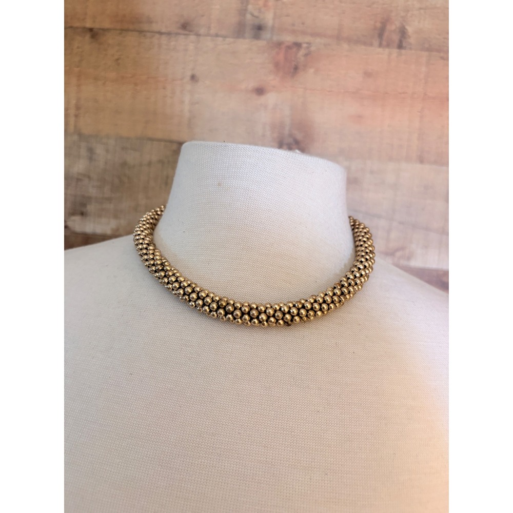 Vintage Gold‎ Tone Woven Beaded Cluster Collar Necklace Adjustable Statement